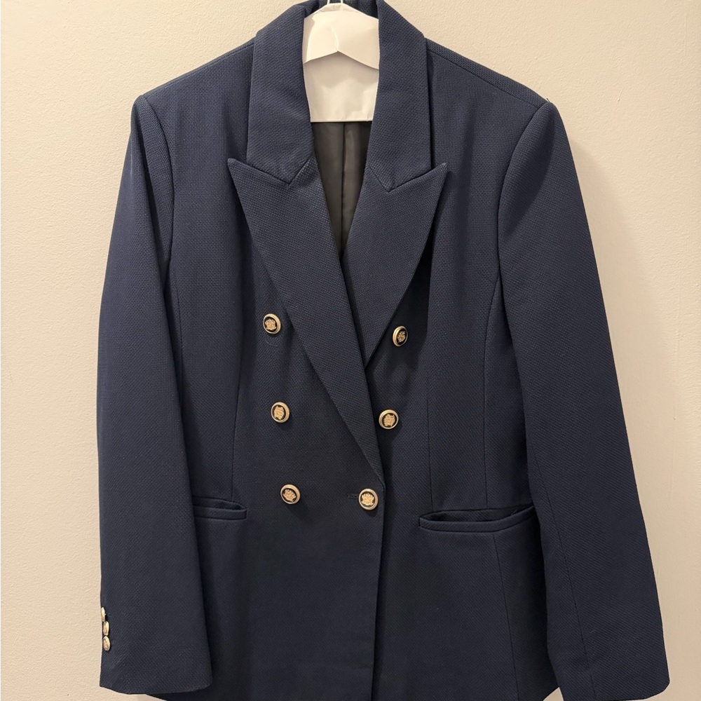 Zara Classic Navy Blazer with Gold Buttons - Picture 2 of 4